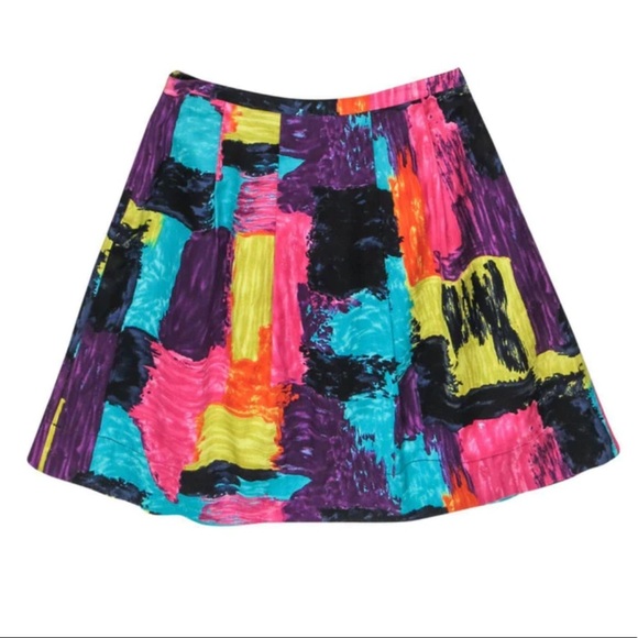 Trina Turk bold colorful pleated silk skirt size 4 - Picture 1 of 7